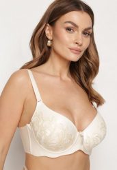 Beżowy Biustonosz Full Cup z Delikatną Koronką Timaole. Brązowe biustonosze Born2be, bez wzorów, z koronki. Za 34.99 zł.