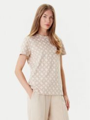 Guess T-Shirt V5YI04 I3Z14 Beżowy Regular Fit. Brązowe t-shirty damskie Guess, xl, z aplikacjami, z bawełny, bez kołnierzyka. Za 129.99 zł.