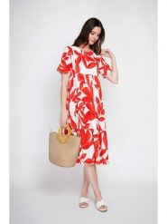 Le Jardin du Lin Sukienka w kolorze biało-czerwonym rozmiar: 38. Białe sukienki damskie Le jardin du lin, bez wzorów, ze lnu, bez ramiączek. Za 130.99 zł.