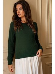 Maison Héritage Cashmere Kaszmirowy sweter w kolorze ciemnozielonym rozmiar: XL. Zielone swetry klasyczne damskie Maison Héritage Cashmere, xl, z kaszmiru, bez kołnierzyka. Za 271.03 zł.