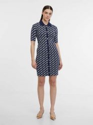 Orsay Sukienka dzianinowa w kolorze granatowo-białym rozmiar: L. Niebieskie sukienki damskie Orsay, bez wzorów, z dzianiny, bez ramiączek. Za 69.58 zł.