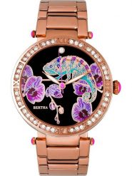 Bertha Zegarek kwarcowy "Camilla" w kolorze różowozłoto-czarnym rozmiar: onesize. Czarne, analogowe zegarki damskie Bertha, ze stali. Za 260.99 zł.