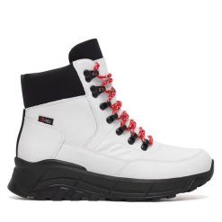 Trzewiki Rieker Revolution Lifestyle. Białe botki damskie Rieker Revolution Lifestyle, bez obcasa, na płaskiej podeszwie, bez zapięcia. Za 455.00 zł.