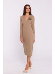 Stylove Sukienka w kolorze beżowym rozmiar: XL. Brązowe sukienki damskie Stylove, z aplikacjami, bez ramiączek. Za 344.45 zł.