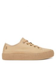 Tommy Hilfiger Espadryle Vulc Espadrille Sneaker FW0FW08404 Beżowy. Brązowe espadryle damskie Tommy Hilfiger, bez wzorów, z materiału, bez obcasa. Za 239.99 zł.