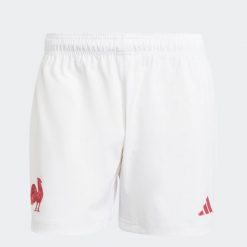 Spodenki do rugby ADIDAS Francuska Reprezentacja Rugby XV de France. Spodenki sportowe damskie Adidas, xl, bez wzorów, z materiału, z standardowym stanem, na fitness i siłownię. Za 199.99 zł.