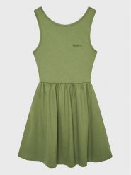 Pepe Jeans Sukienka codzienna Godivay PG951588 Zielony Regular Fit. Zielone sukienki dziewczęce Pepe Jeans, bez wzorów, z bawełny, bez ramiączek, proste. Za 219.99 zł.