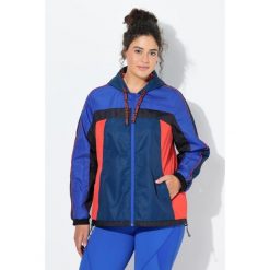 Damskie Kurtka outdoorowa z kapturem hydrofobowa ściągana sznurkiem na dole. Niebieskie kurtki damskie Ulla Popken, plus size, bez wzorów, z materiału, z kapturem. Za 429.99 zł.