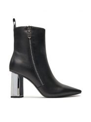 KARL LAGERFELD Botki KL33964 Czarny. Czarne botki damskie KARL LAGERFELD, ze skóry, bez obcasa, na słupku, bez zapięcia. Za 569.99 zł.