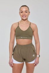 Elitarne spodenki do biegania 2 w 1 – khaki. Białe spodenki sportowe damskie OOSC, s, bez wzorów, z materiału, z podwyższonym stanem, do biegania. Za 171.99 zł.