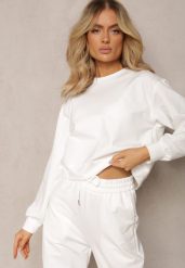 Biała Oversize Bluza z Bawełny o Krótkim Fasonie Sibolla. Białe bluzy damskie Renee, l, bez wzorów, z bawełny, bez kaptura. Za 89.99 zł.