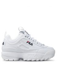 Fila Sneakersy Disruptor Kids 1010567.1FG Biały. Białe buty sportowe dziewczęce Fila, ze skóry, bez zapięcia. Za 229.99 zł.