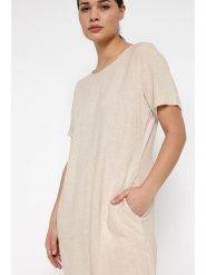 Kaffe Sukienka "Liny" w kolorze beżowym rozmiar: 36. Brązowe sukienki damskie Kaffe, bez wzorów, bez ramiączek. Za 173.99 zł.