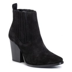 Botki Roberto Santi. Czarne botki damskie Roberto Santi, bez obcasa, na słupku, bez zapięcia. Za 147.99 zł.