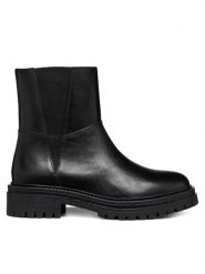 Geox Botki D Iridea D46HRC 00043 C9999 Czarny. Czarne botki damskie Geox, ze skóry, bez obcasa, na płaskiej podeszwie, bez zapięcia. Za 479.99 zł.
