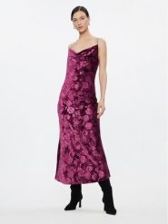 Guess Sukienka koktajlowa W3BK44 KBXN0 Fioletowy Regular Fit. Fioletowe sukienki damskie Guess, z aplikacjami, z syntetyku, wizytowe, bez ramiączek. Za 389.99 zł.