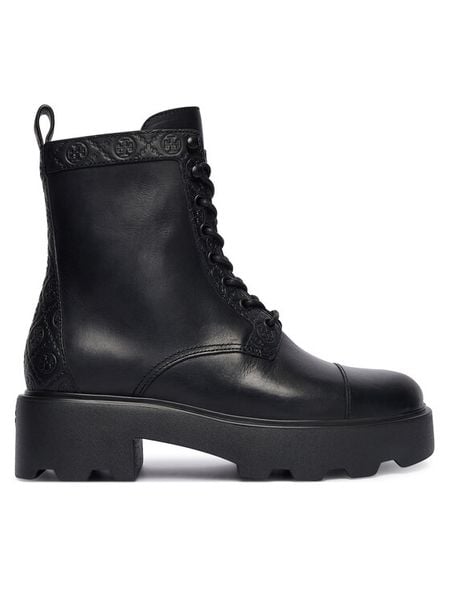 Tory Burch Trapery T Monogram Lug 178112 Czarny. Czarne trapery damskie Tory Burch, ze skóry, bez zapięcia. Za 1,779.00 zł.