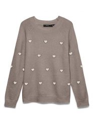 Vero Moda Sweter w kolorze szarobrązowym rozmiar: L. Brązowe swetry klasyczne damskie Vero Moda, l, bez kołnierzyka. Za 109.95 zł.