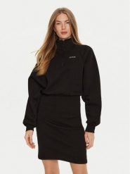 Guess Sukienka dzianinowa V4BK06 KCHX0 Czarny Regular Fit. Czarne sukienki damskie Guess, z aplikacjami, z bawełny, bez ramiączek. Za 299.99 zł.