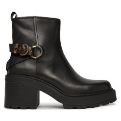 Botki PINKO. Czarne botki damskie Pinko, bez obcasa, na słupku, bez zapięcia. Za 1,399.00 zł.