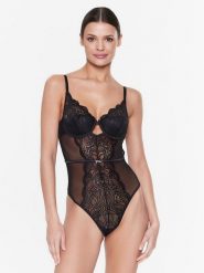 Guess Body Elenora O3RM01 KBMF0 Czarny. Czarne body i gorsety Guess, z aplikacjami, z syntetyku. Za 269.99 zł.