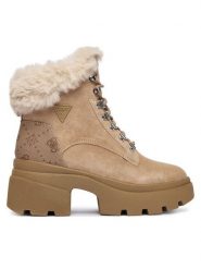 Guess Trzewiki FLFYRL SUE10 Beżowy. Brązowe botki damskie Guess, ze skóry, bez obcasa, na słupku, bez zapięcia. Za 599.99 zł.