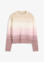 Sweter. Brązowe swetry klasyczne damskie bonprix, bez kołnierzyka. Za 109.99 zł.