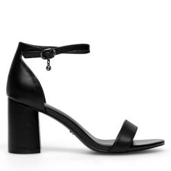 Sandały Lasocki. Czarne sandały damskie Lasocki, bez wzorów, bez obcasa, na słupku, bez zapięcia. Za 229.99 zł.