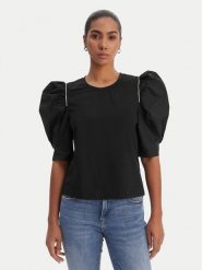 Fracomina Bluzka FR26ST3035J40101 Czarny Regular Fit. Czarne bluzki damskie Fracomina, m, bez wzorów, z bawełny, bez kołnierzyka, bez ramiączek. Za 309.99 zł.