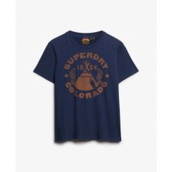 Koszulka jednolita casual damska Superdry Lo-Fi Outdoor. Niebieskie bluzki damskie Superdry, bez wzorów, casualowe, bez kołnierzyka, bez ramiączek. Za 146.40 zł.