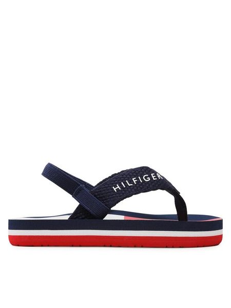 Tommy Hilfiger Sandały Flag Flap Flop T1B8-32917-0058 Granatowy. Niebieskie sandały chłopięce Tommy Hilfiger, z materiału, bez zapięcia. Za 99.99 zł.