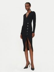 PINKO Sukienka dzianinowa Viscosa Mix 104033 A239 Czarny Slim Fit. Czarne sukienki damskie Pinko, bez wzorów, z dzianiny, bez ramiączek. Za 859.99 zł.