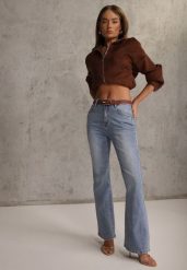 Niebieskie Jeansy Dzwony Bootcut High Waist z Bawełną Urilyss. Niebieskie jeansy damskie Renee, z podwyższonym stanem. Za 109.99 zł.