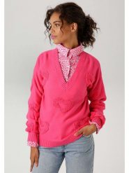 Aniston Sweter w kolorze różowym rozmiar: 36. Różowe swetry klasyczne damskie Aniston, bez kołnierzyka. Za 78.84 zł.