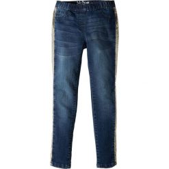 Jegginsy z cekinami bonprix niebieski "stone". Niebieskie jeansy dziewczęce bonprix, z materiału. Za 79.99 zł.