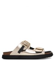 D.Franklin Klapki DFSH407009 Złoty. Żółte klapki damskie D.Franklin, bez wzorów, ze skóry, bez obcasa, bez zapięcia. Za 399.99 zł.