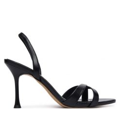 Sandały Aldo. Czarne sandały damskie ALDO, bez wzorów, bez obcasa, na szpilce, bez zapięcia. Za 359.99 zł.