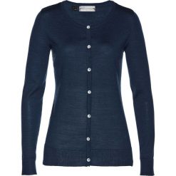 Sweter rozpinany z wełny merino bonprix ciemnoniebieski. Kardigany damskie bonprix. Za 109.99 zł.