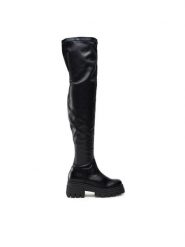 Badura Kozaki SX090-2202 Czarny. Czarne kozaki damskie Badura, ze skóry, bez obcasa, na słupku, bez zapięcia. Za 224.99 zł.