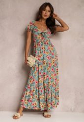 Miętowa Sukienka Mothea. Zielone sukienki damskie Renee, bez wzorów, z tkaniny, boho, bez ramiączek. W wyprzedaży za 59.99 zł.