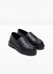 Półbuty loafer chunky. Czarne półbuty damskie bonprix, bez wzorów, bez obcasa, bez zapięcia. Za 124.99 zł.