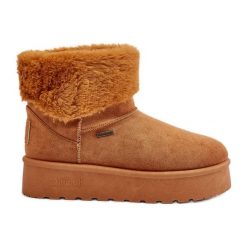 Śniegowce Na Platformie Z Futerkiem Big Star OO274A106 Camel beżowy. Brązowe śniegowce damskie z gumy. Za 182.49 zł.