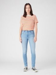 Wrangler Dżinsy "Brooklyn" - Skinny fit - w kolorze błękitnym rozmiar: W27/L34. Niebieskie jeansy damskie Wrangler, z podwyższonym stanem. Za 149.31 zł.