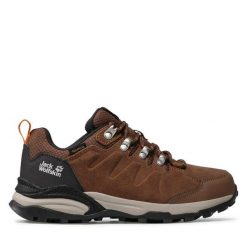 Trekkingi Jack Wolfskin. Brązowe obuwie trekkingowe damskie Jack Wolfskin, bez zapięcia. Za 389.99 zł.