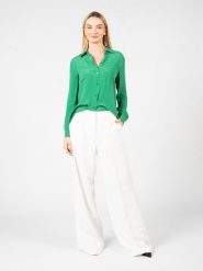Pinko Koszula "Nora" | 100124 8889 | Kobieta | Zielony. Zielone koszule damskie Pinko, s, bez wzorów, z acetatu, biznesowe, bez kołnierzyka, bez ramiączek. W wyprzedaży za 339.00 zł.