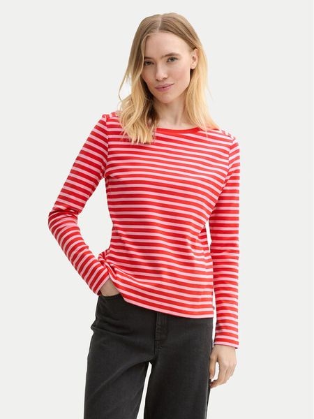 Tom Tailor Denim Bluzka 1043085 Czerwony Regular Fit. Czerwone bluzki damskie TOM TAILOR DENIM, s, bez wzorów, z bawełny, bez kołnierzyka, bez ramiączek. Za 79.99 zł.