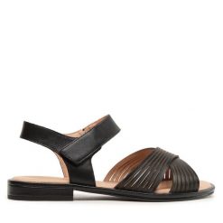 Sandały Caprice. Czarne sandały damskie Caprice, bez wzorów, bez obcasa, na płaskiej podeszwie, bez zapięcia. Za 199.99 zł.