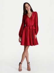 Swing Sukienka koktajlowa 5AI13900 Czerwony Regular Fit. Czerwone sukienki damskie Swing, bez wzorów, z syntetyku, wizytowe, bez ramiączek. Za 419.99 zł.