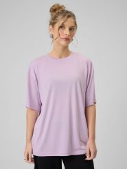 4F T-shirt loose z modalem damski - fioletowy M. Fioletowe t-shirty damskie 4F, m, bez wzorów, bez kołnierzyka. Za 89.99 zł.