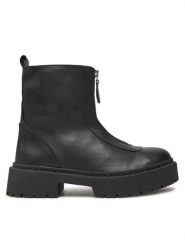 Steve Madden Botki SM11003404 Czarny. Czarne botki damskie Steve Madden, ze skóry, bez obcasa, na płaskiej podeszwie, bez zapięcia. Za 739.99 zł.